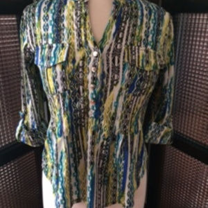 New Directions Mixed Print Blouse